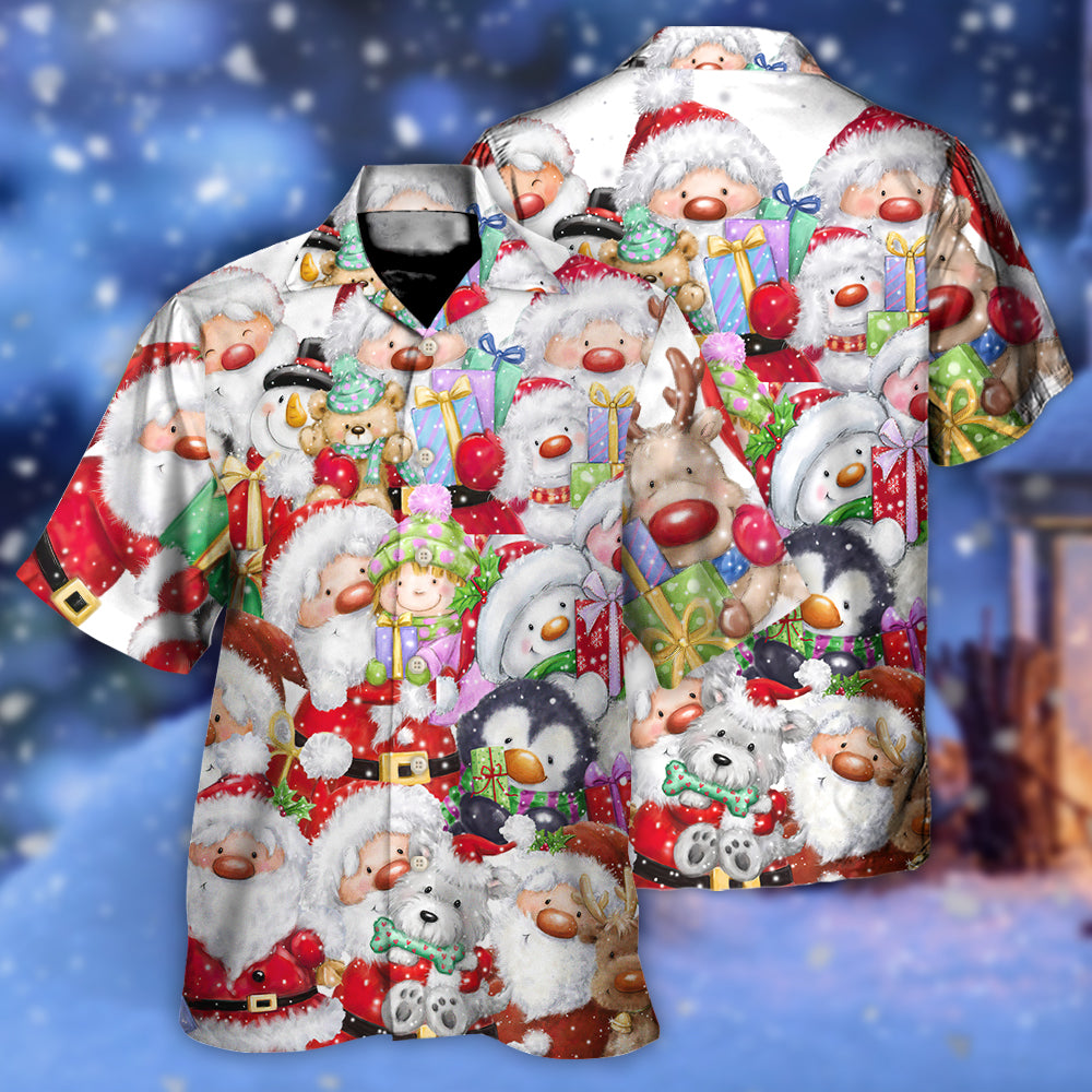 Christmas Santa And Friends Happy Together - Hawaiian Shirt - Reefox