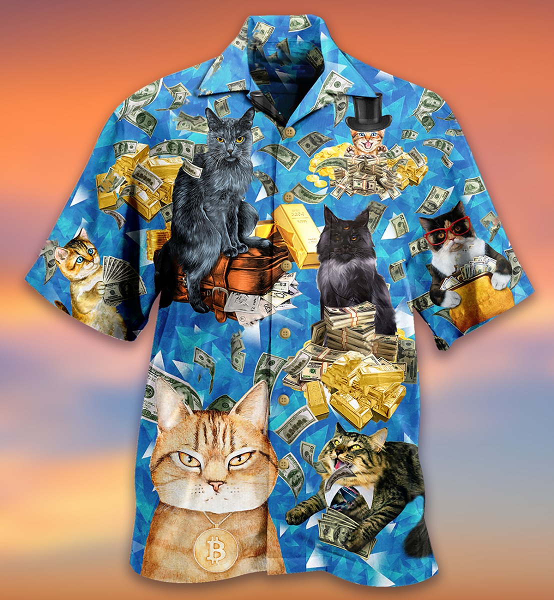 Cat Love Money Cool - Hawaiian Shirt - Reefox