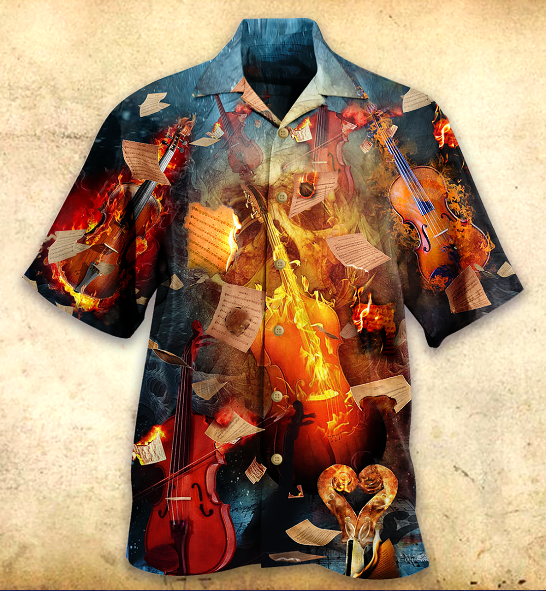 Violin Music Fire Burn Fire - Hawaiian Shirt - Reefox