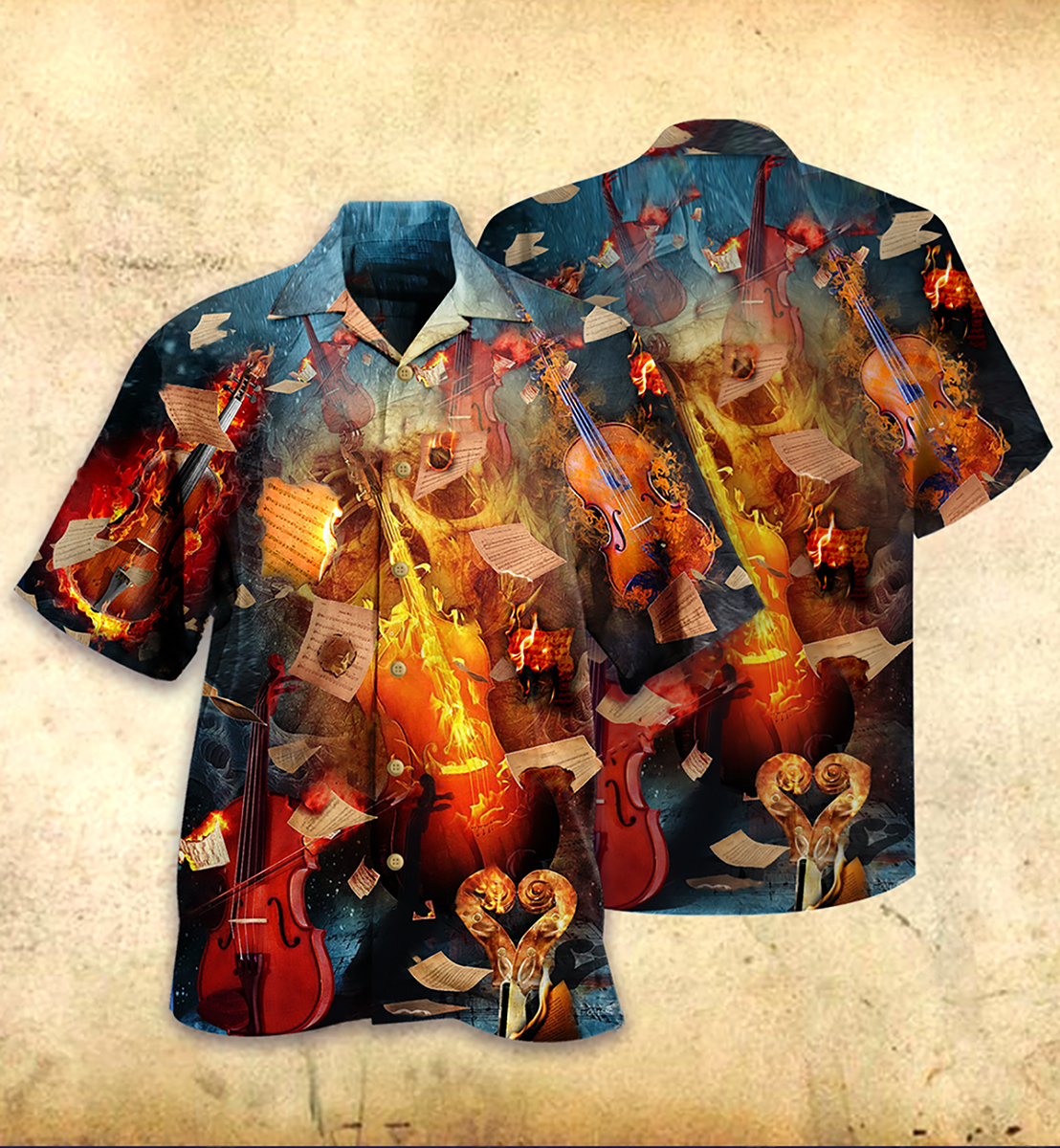 Violin Music Fire Burn Fire - Hawaiian Shirt - Reefox