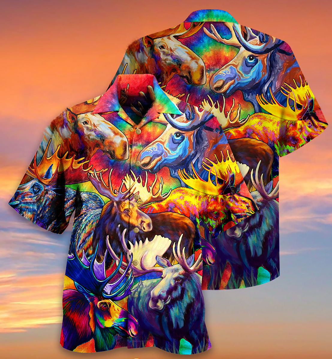 Moose Beautiful Painting Color Style - Hawaiian Shirt - Reefox