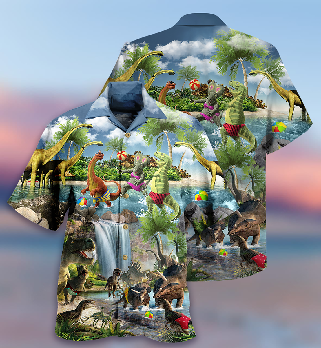 Dinosaur Love Swimming Love Beach Love Summer - Hawaiian Shirt - Reefox