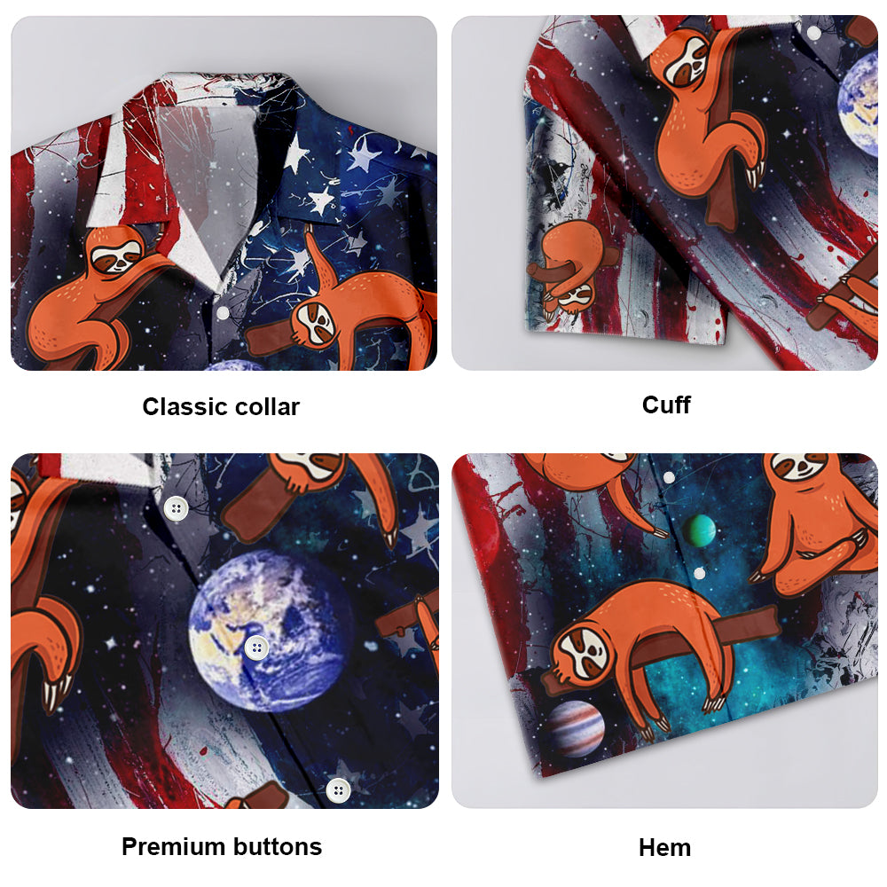 Yoga Independence Day Sloth Cute - Hawaiian Shirt