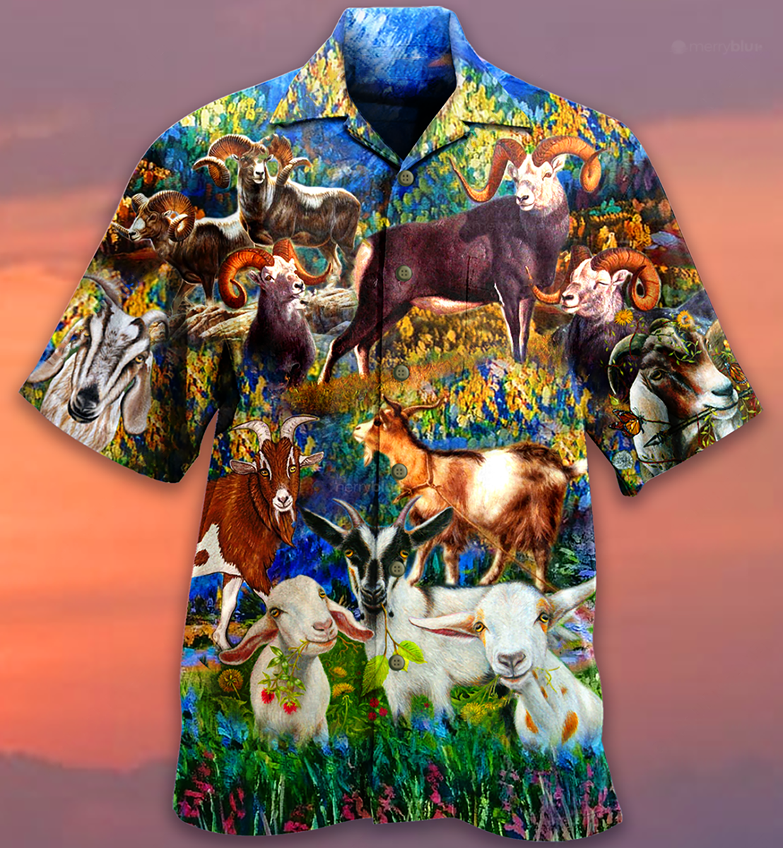 Goat Love Animals Life Grass - Hawaiian Shirt - Reefox