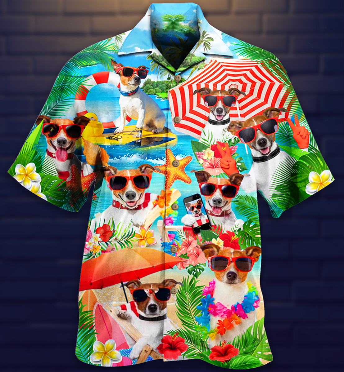 Jack Russell Terrier Dog Love Beach - Hawaiian Shirt - Reefox