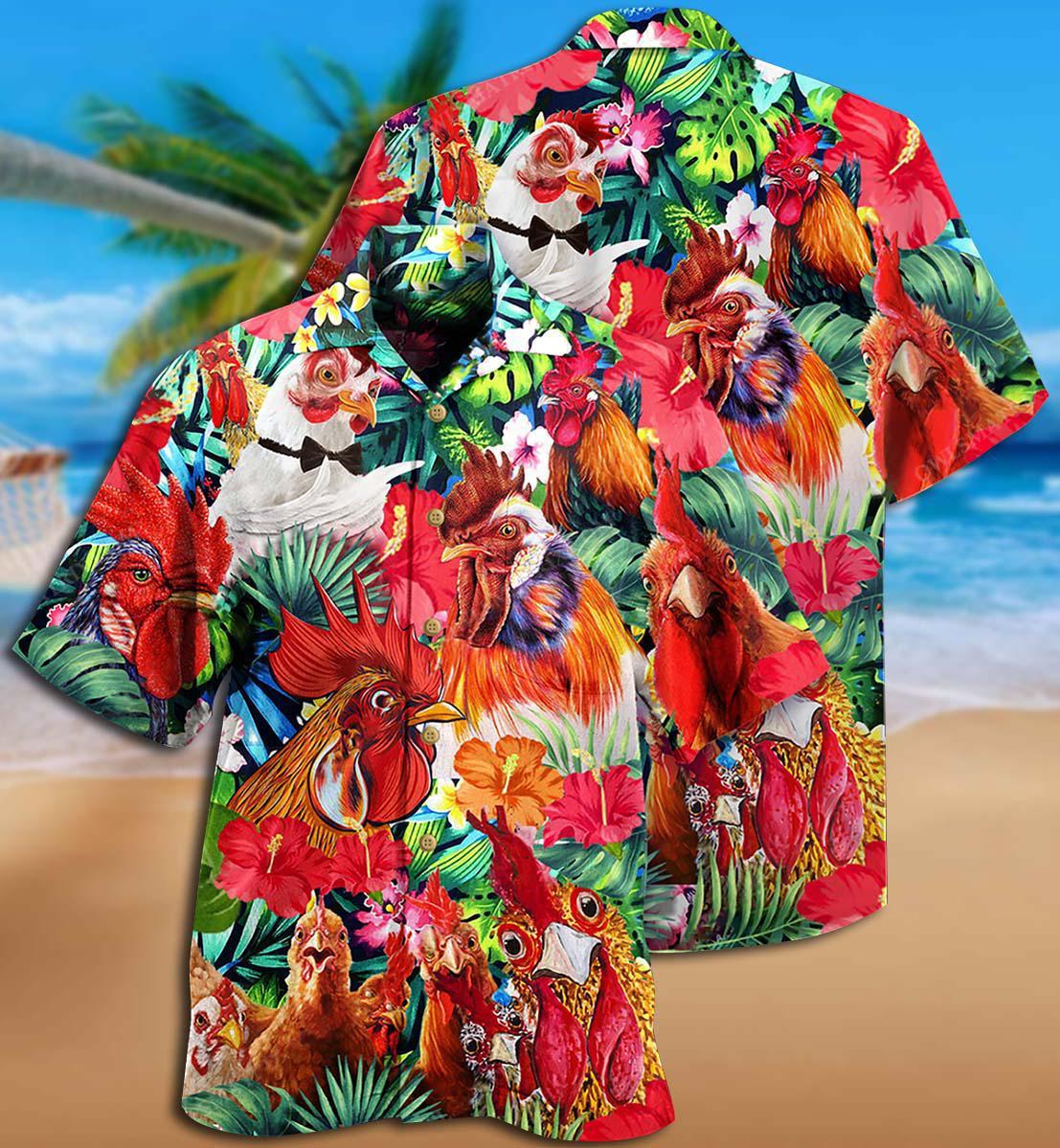 Chicken Loves Summer Tropical Style - Hawaiian Shirt - Reefox