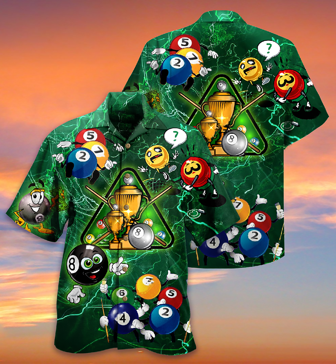 Billiard Lover Green Lightning - Hawaiian Shirt - Reefox