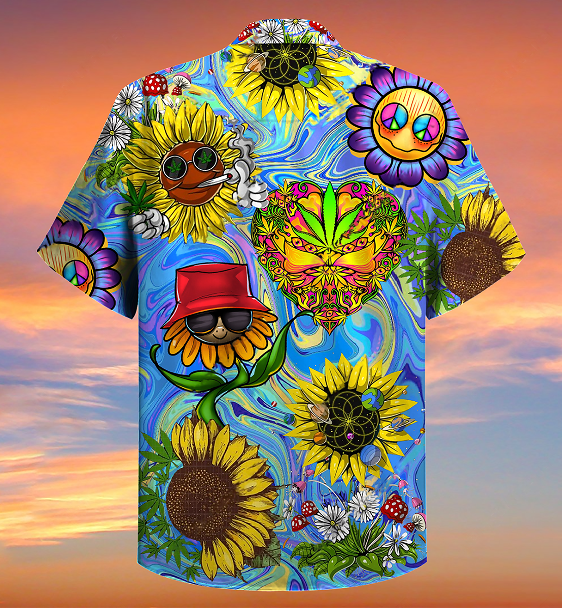 Hippie Sunflowers Stay Trippy Little Hippie - Hawaiian Shirt - Reefox