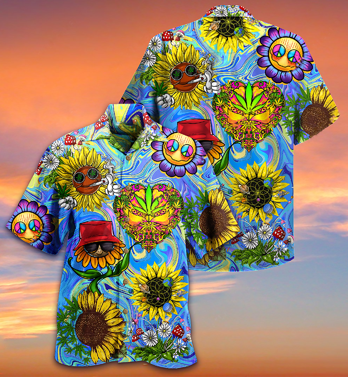 Hippie Sunflowers Stay Trippy Little Hippie - Hawaiian Shirt - Reefox