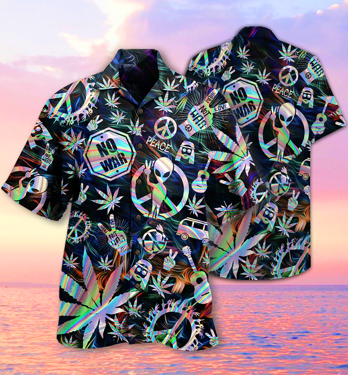 Hippie Alien Peace Life - Hawaiian Shirt - Reefox