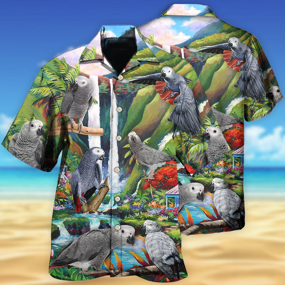 Parrot African Grey Style - Hawaiian Shirt - Reefox