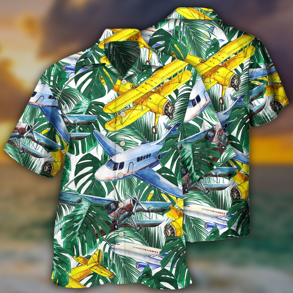 Airplane Tropical Leaf Wish Right Now - Hawaiian Shirt - Reefox