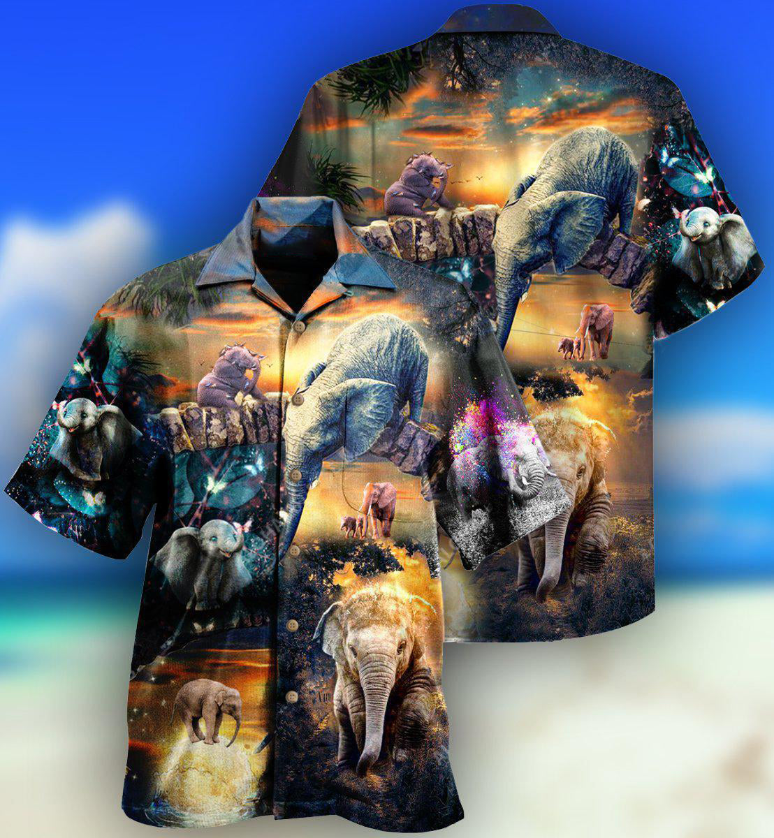 Elephant All Good Things Are Wild And Free Elephant - Hawaiian Shirt - Reefox