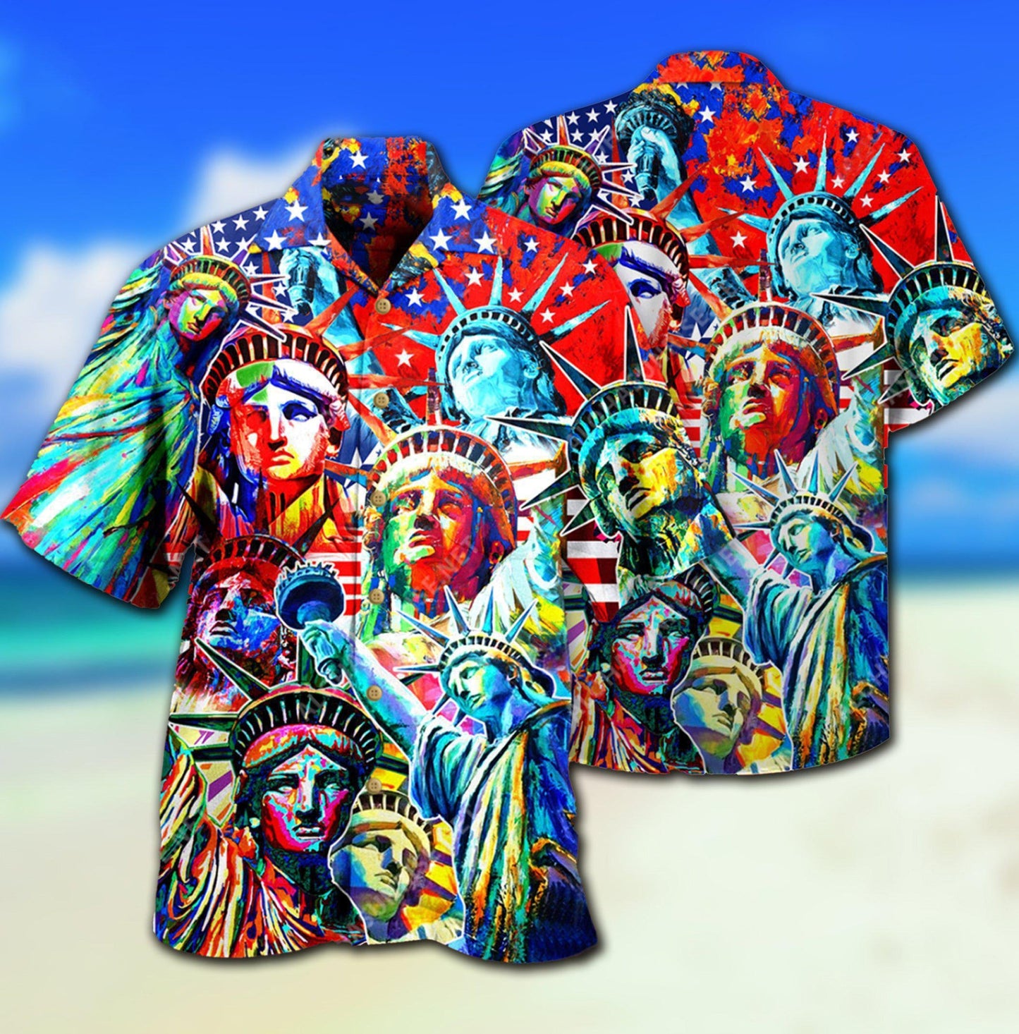 America Colorful Statue Of Liberty - Hawaiian Shirt - Reefox