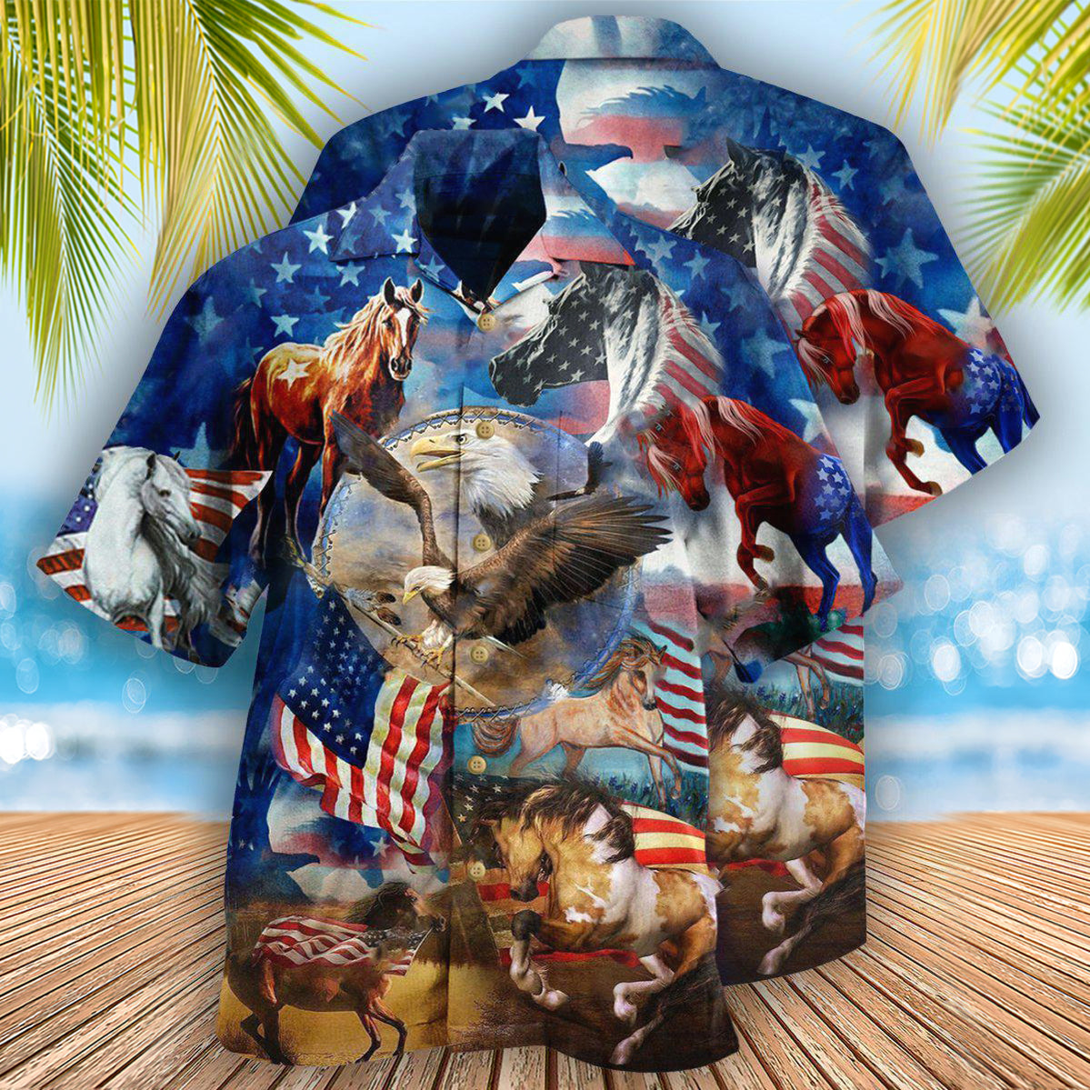 America Horse Patriotic America - Hawaiian Shirt - Reefox