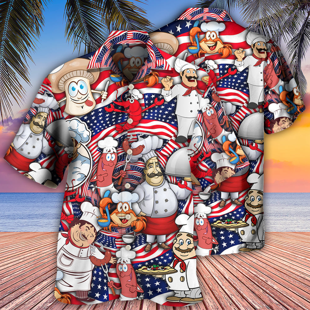 Chef Independence Day American Having Fun - Hawaiian Shirt - Reefox