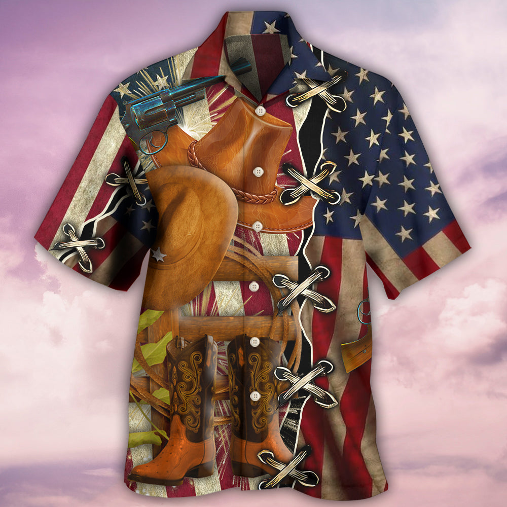 Cowboy Independence Day American Patriotism - Hawaiian Shirt - Reefox