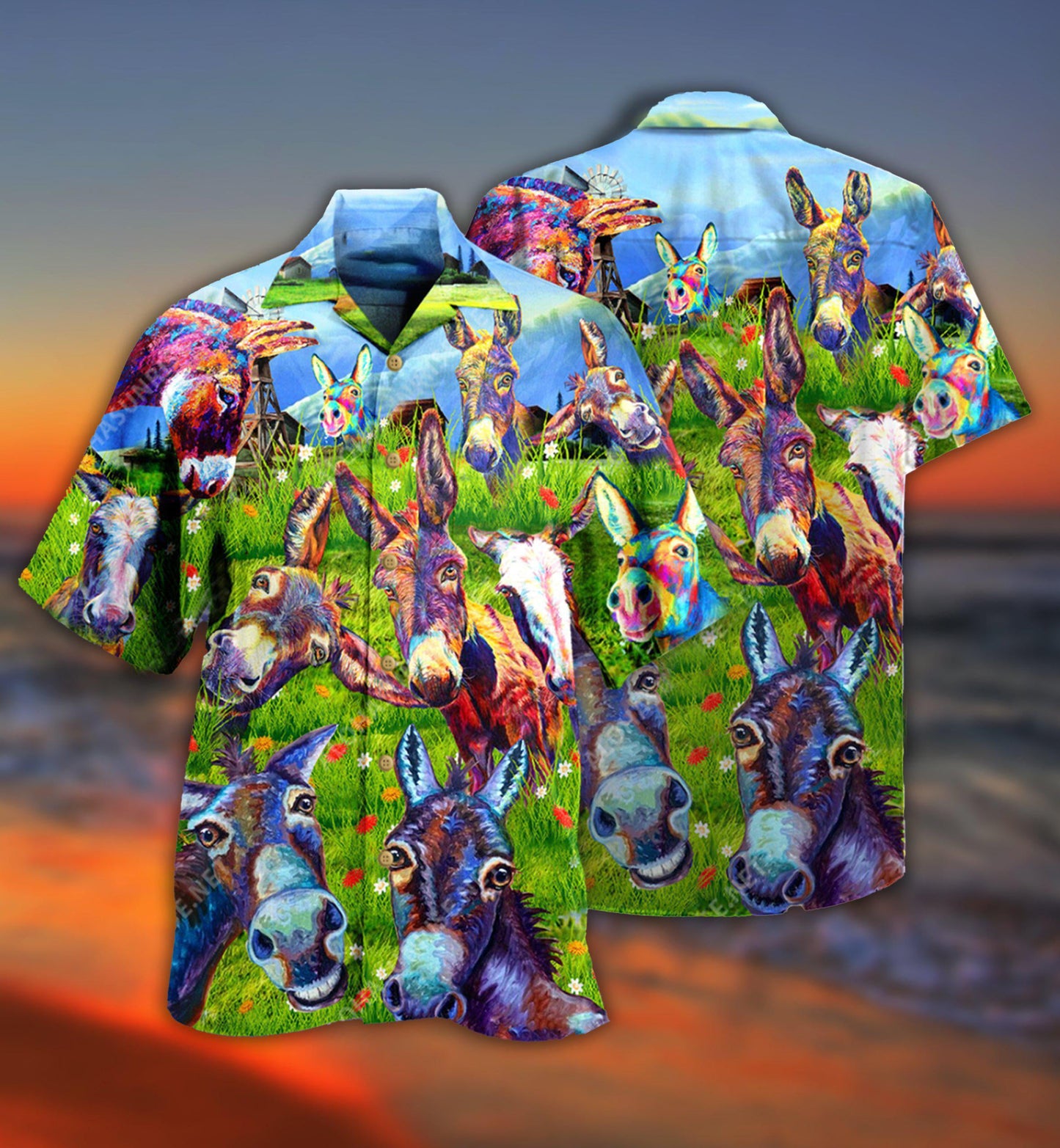 Donkey Be Smart Be Badass In Green Grass - Hawaiian Shirt - Reefox