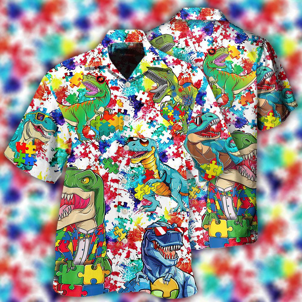 Autism Dinosaur Mix Color - Hawaiian Shirt - Reefox