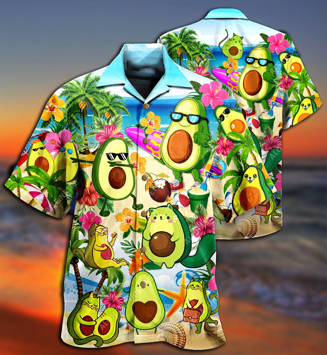 Avocado Chilling By The Beach - Hawaiian Shirt - Reefox