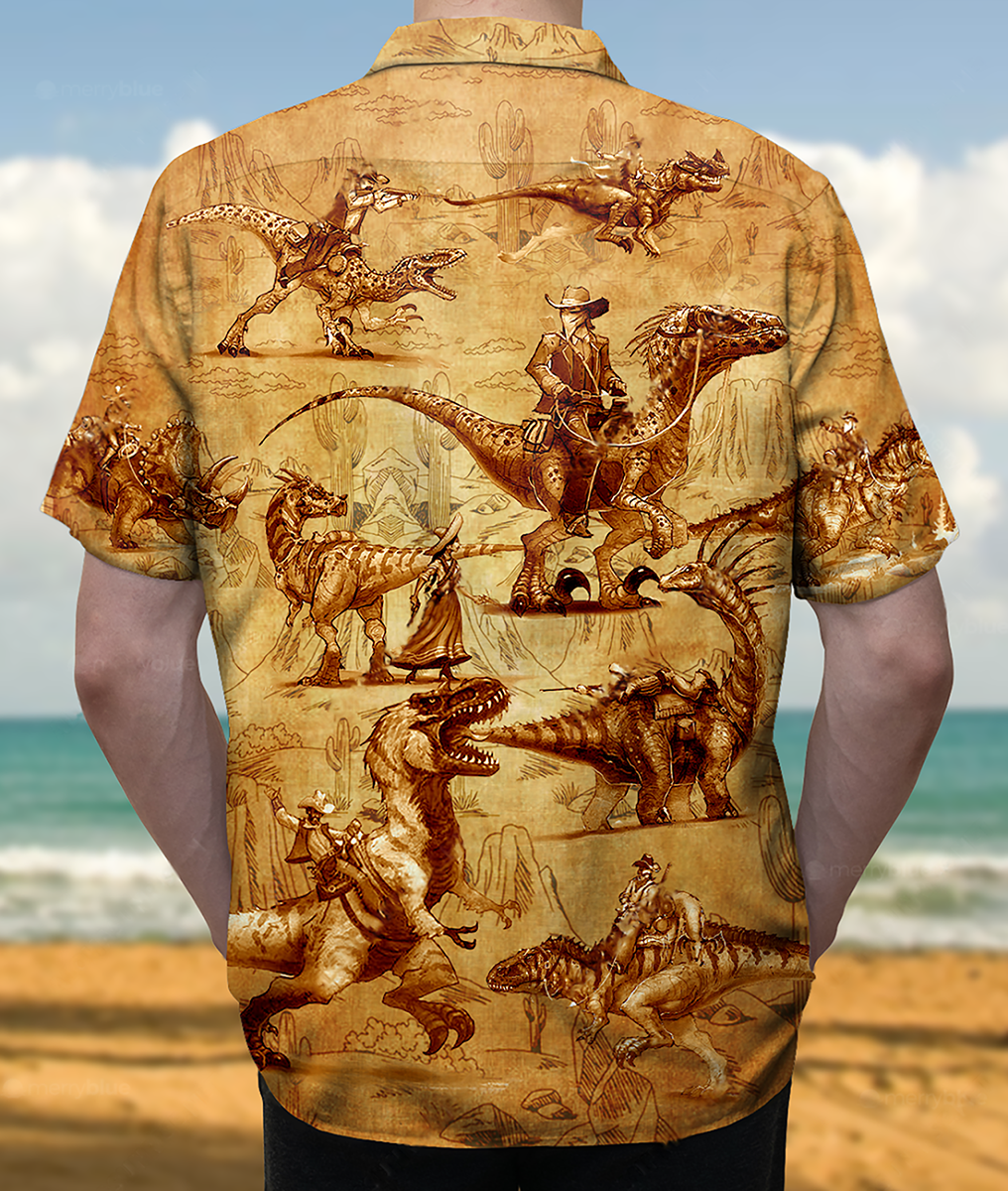 Cowboy Dinosaur Love Life Love Cool - Hawaiian Shirt - Reefox