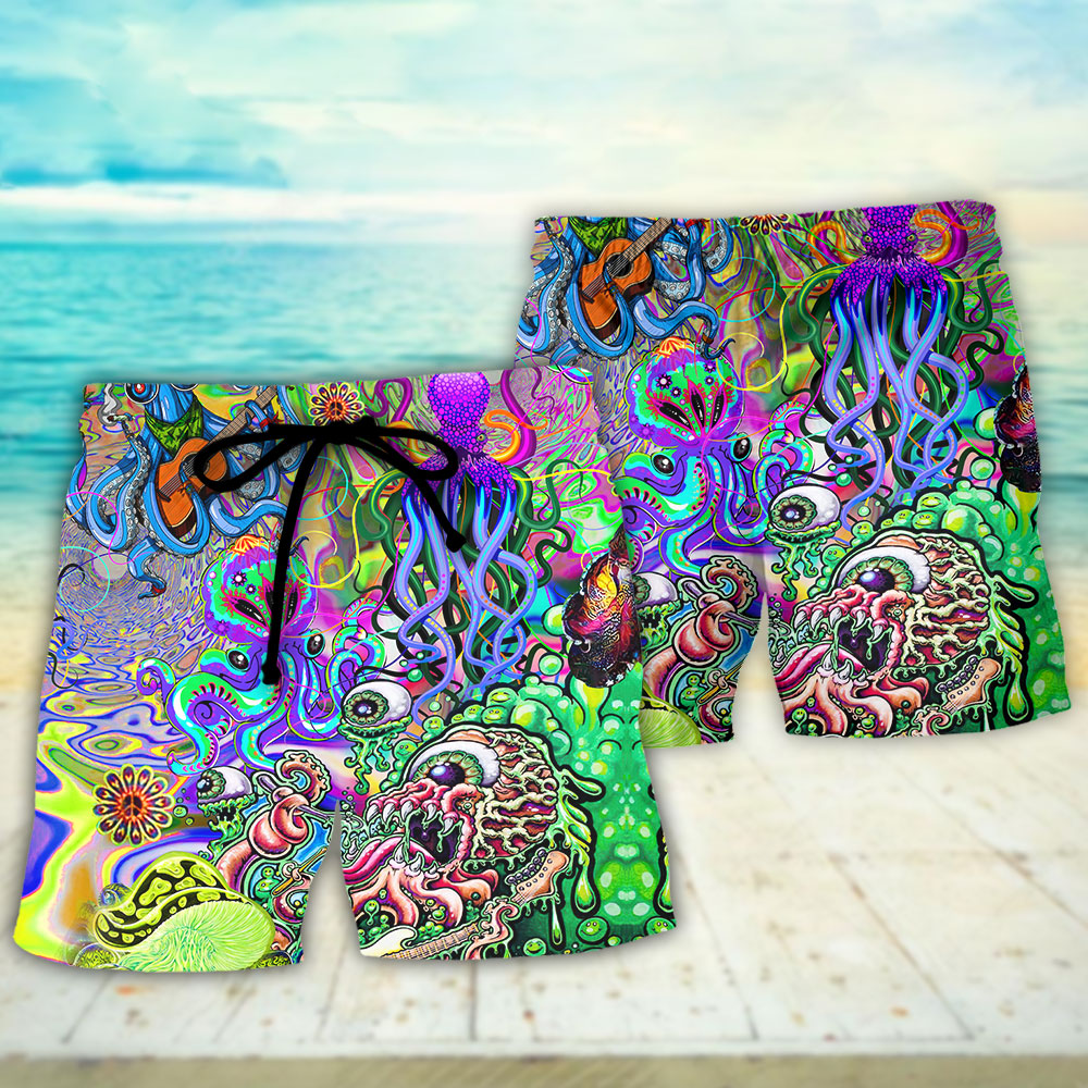 Hippie Octopus Love Music - Beach Short Reefox - Owls Matrix LTD