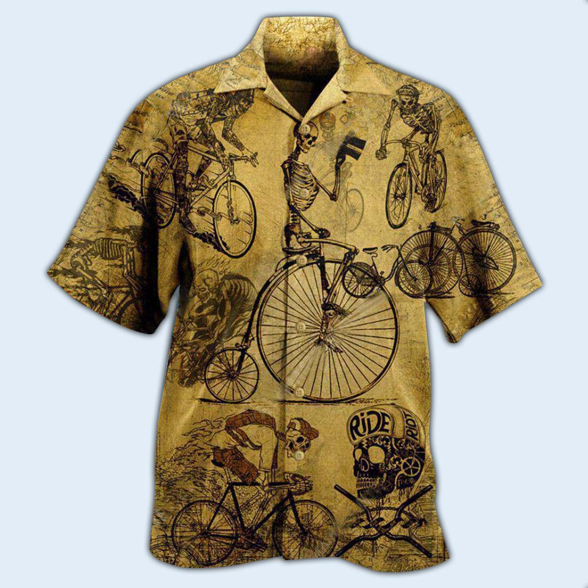 Bike Skull Born To Ride Ride To Live Vintage - Hawaiian Shirt - Reefox