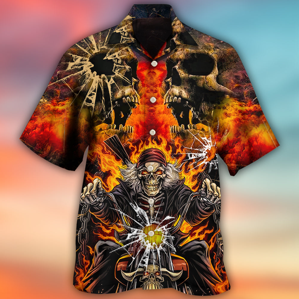Skull Biker Style - Hawaiian Shirt - Reefox