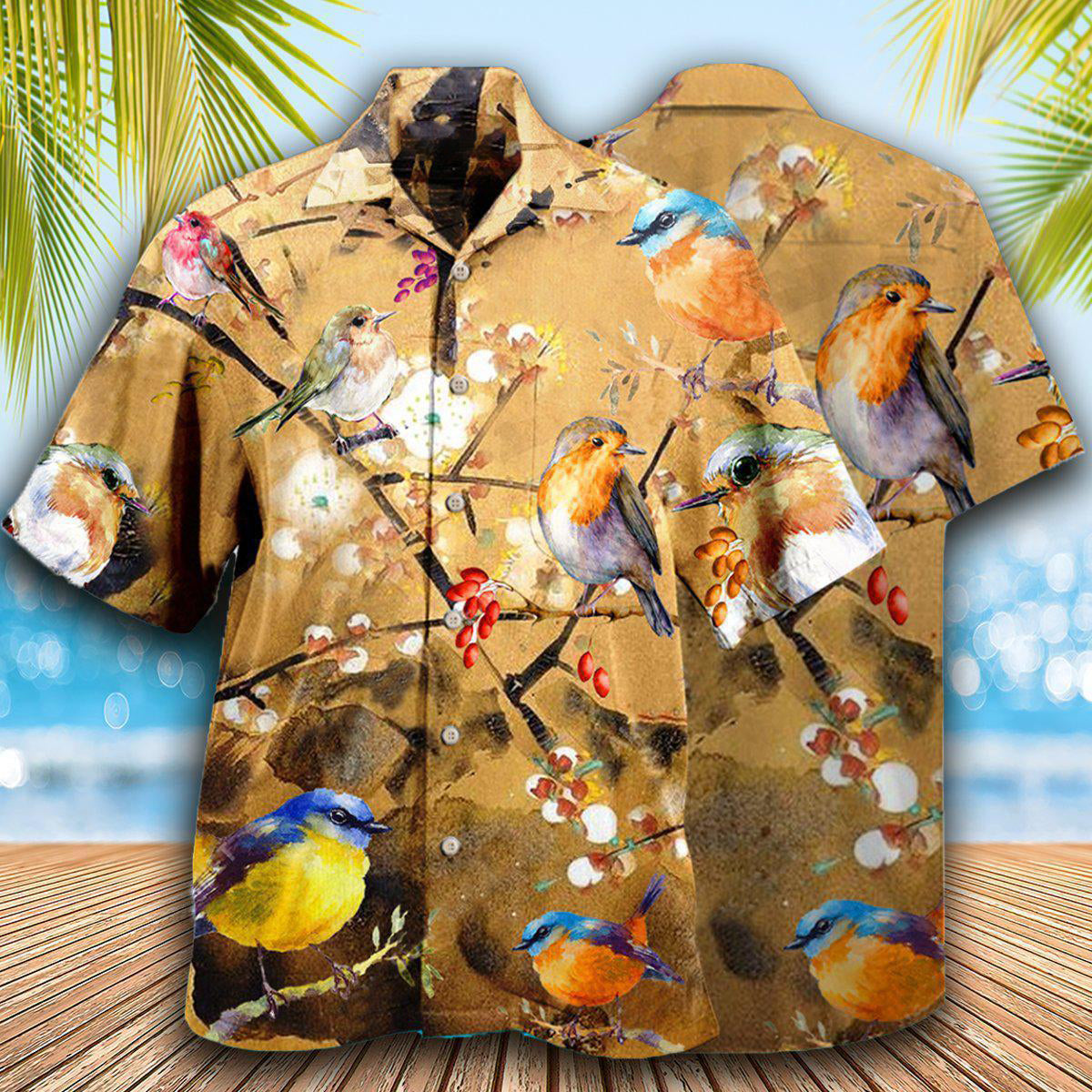 Robin The Bird Took Its Perch On A Tree Branch - Hawaiian Shirt - Reefox