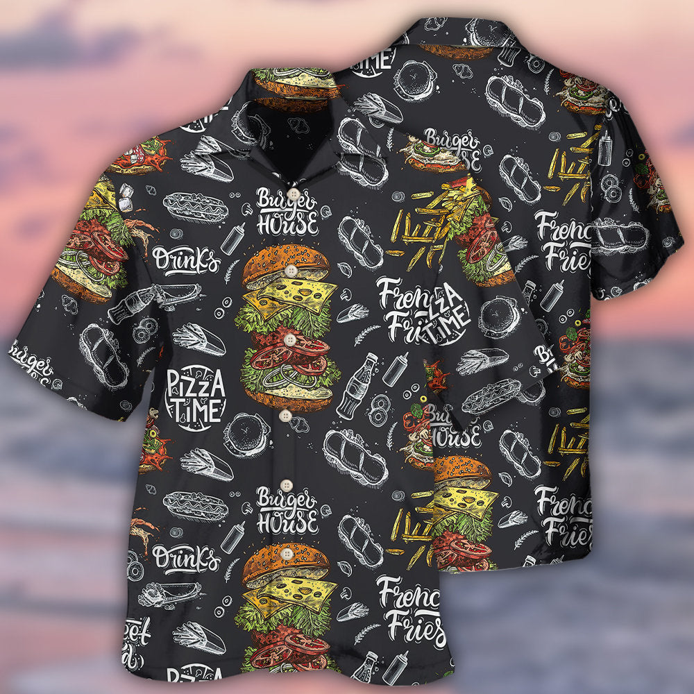 Food Burger House Pizza Time - Hawaiian Shirt - Reefox