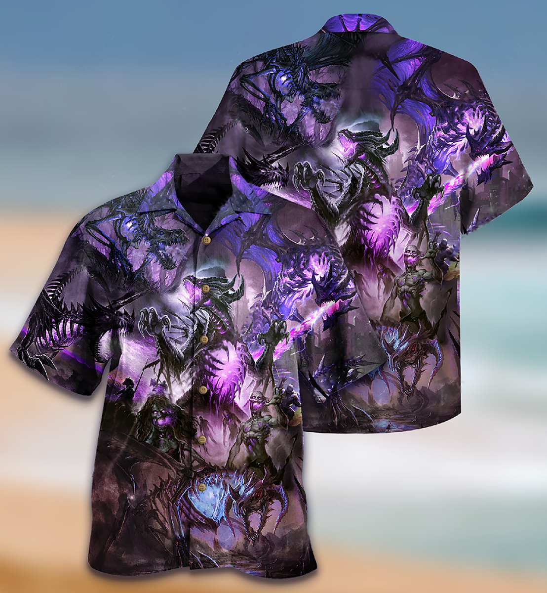 Dragon Purple Skull Love Life - Hawaiian Shirt - Reefox