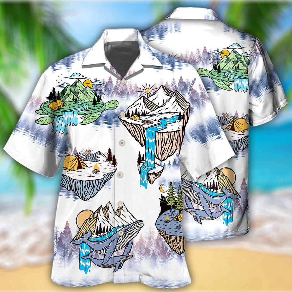Camping Turtle And Shark - Hawaiian Shirt - Reefox