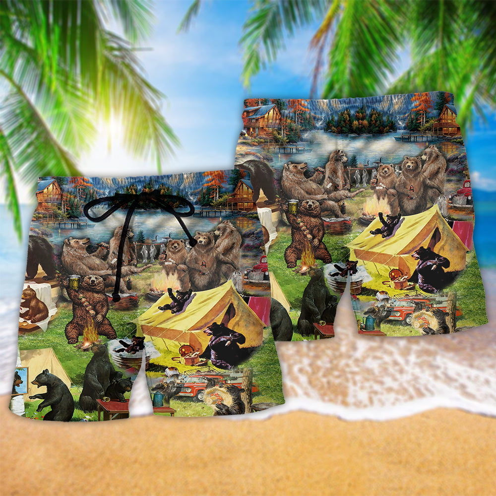 Camping Worst Case Scenario Bears Eat You Funny - Beach Short Reefox - Owls Matrix LTD