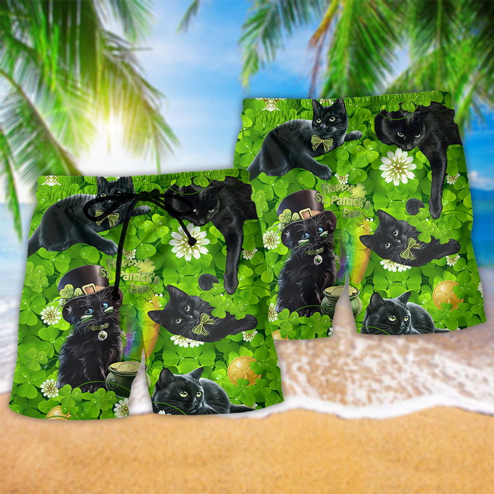 Cat Black Cats Love Green - Beach Short Reefox - Owls Matrix LTD