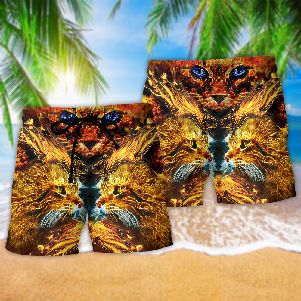 Cat Cool Flaming Cat - Beach Short Reefox - Owls Matrix LTD