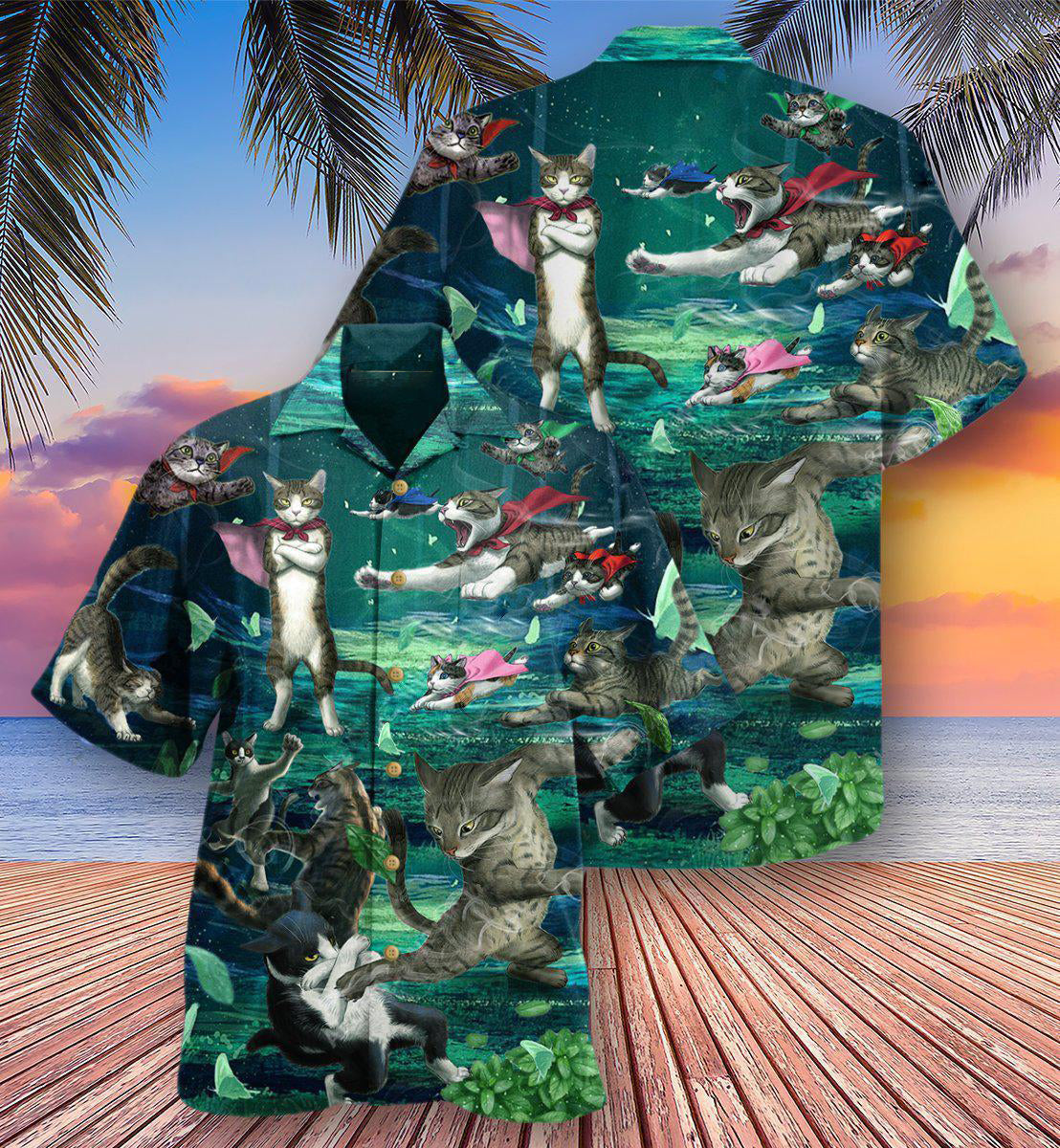 Cat Epic Fight - Hawaiian Shirt - Reefox