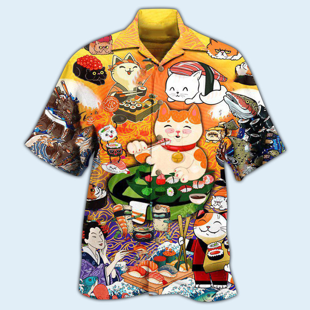Cat Keep Calm And Eat Sushi - Hawaiian Shirt - Reefox