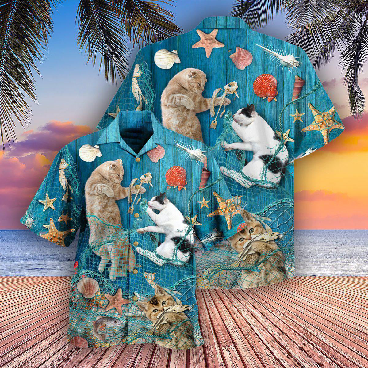Cat Lazy On Beach - Hawaiian Shirt - Reefox