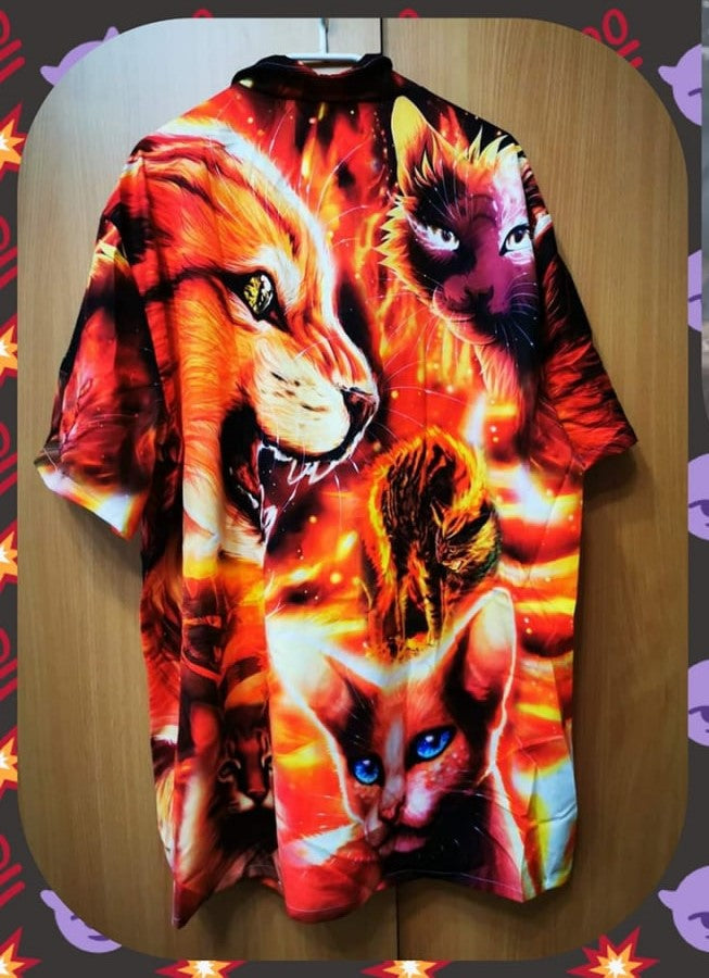 Cat Play Fire - Hawaiian Shirt - Reefox