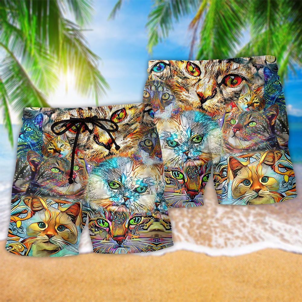 Cat Real Men Love Cats - Beach Short Reefox - Owls Matrix LTD