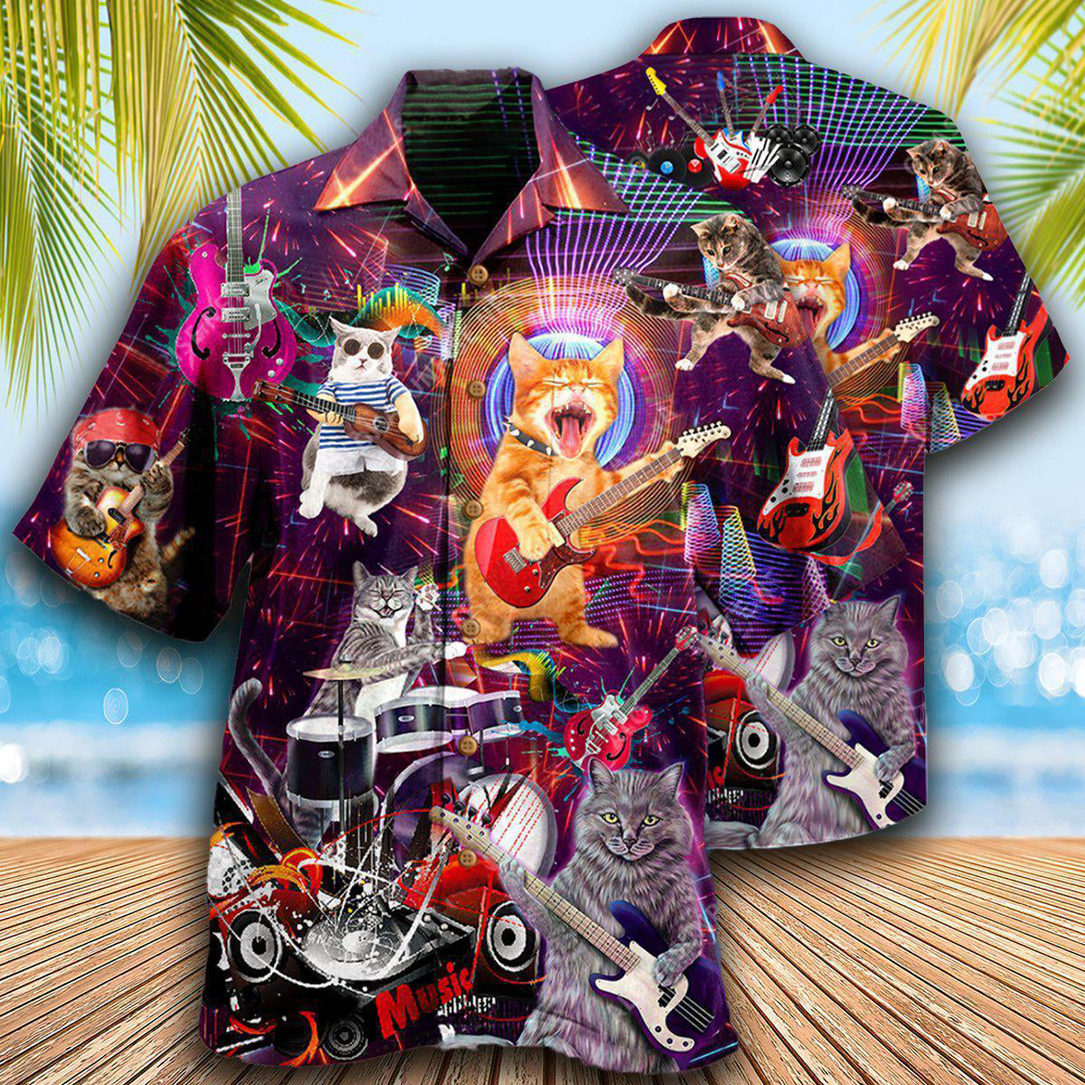 Cat Rocker Funny Style - Hawaiian Shirt - Reefox