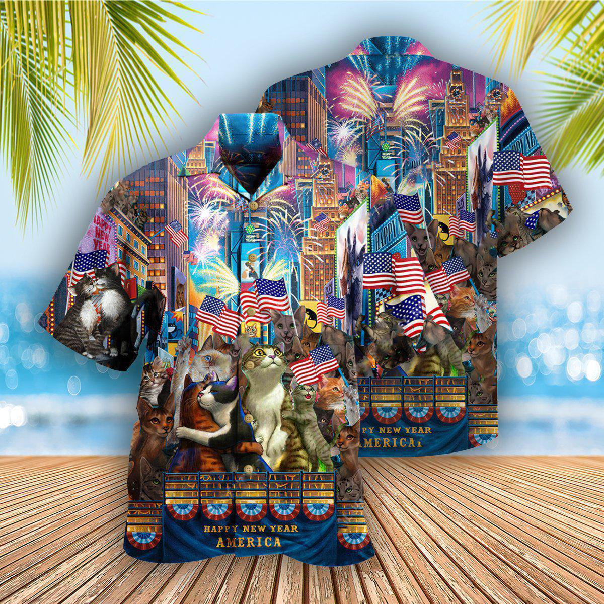 Cat With America Lets Countdown - Hawaiian Shirt - Reefox