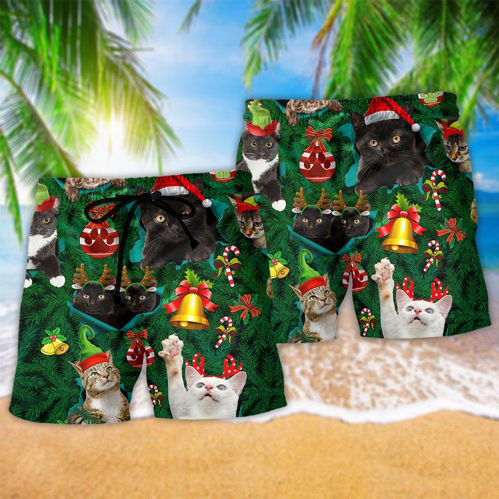 Cats Meowy Mas Christmas Colorful - Beach Short Reefox - Owls Matrix LTD