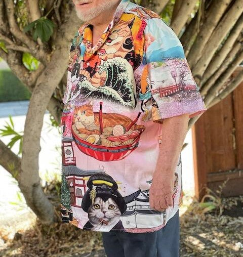 Cat Samurai With Ramen Lovely - Hawaiian Shirt - Reefox