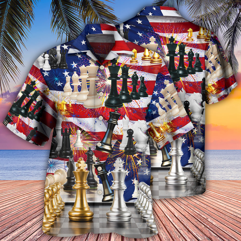 Chess And Firework Independence Day - Hawaiian Shirt - Reefox