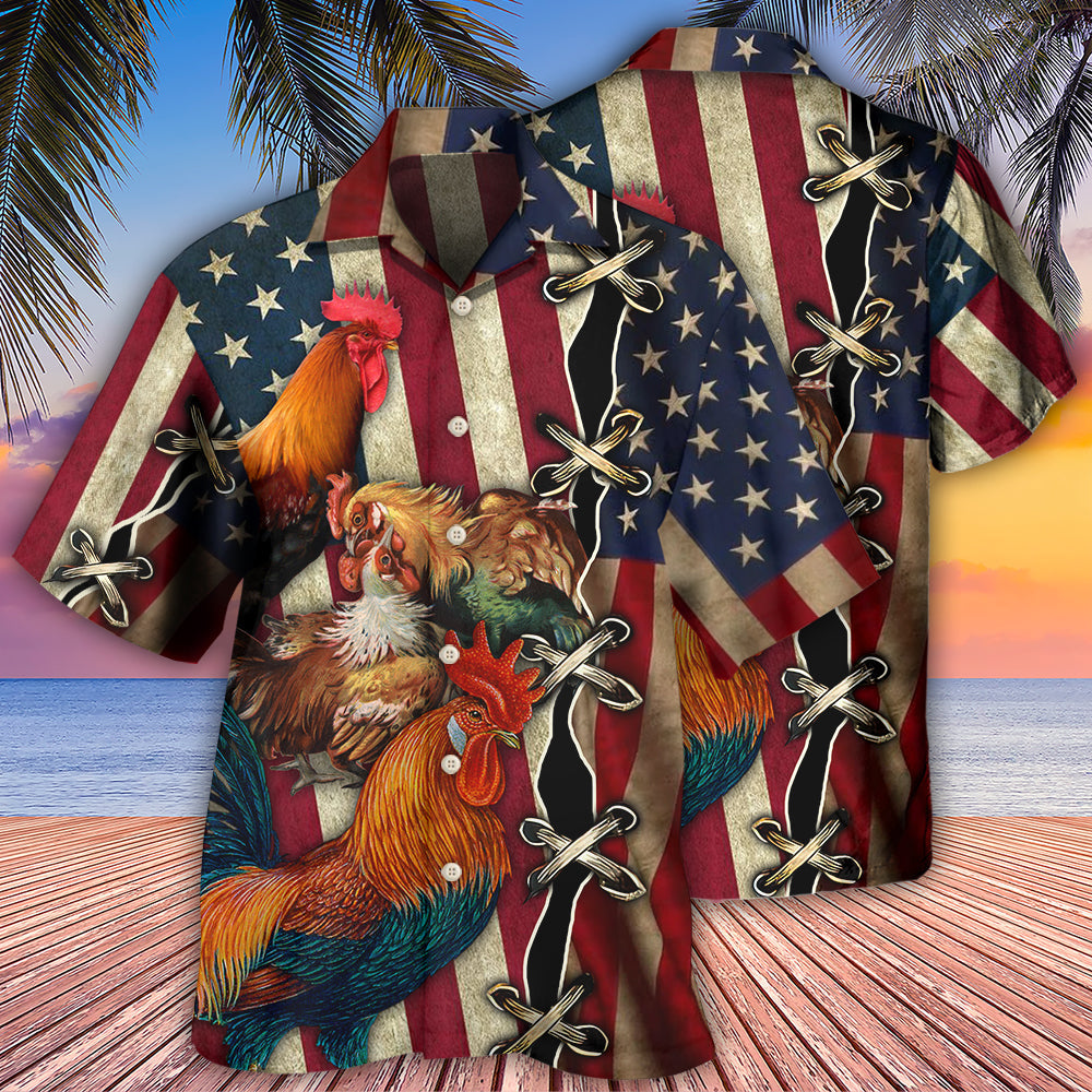 Chicken Celebrating Independence Day - Hawaiian Shirt - Reefox