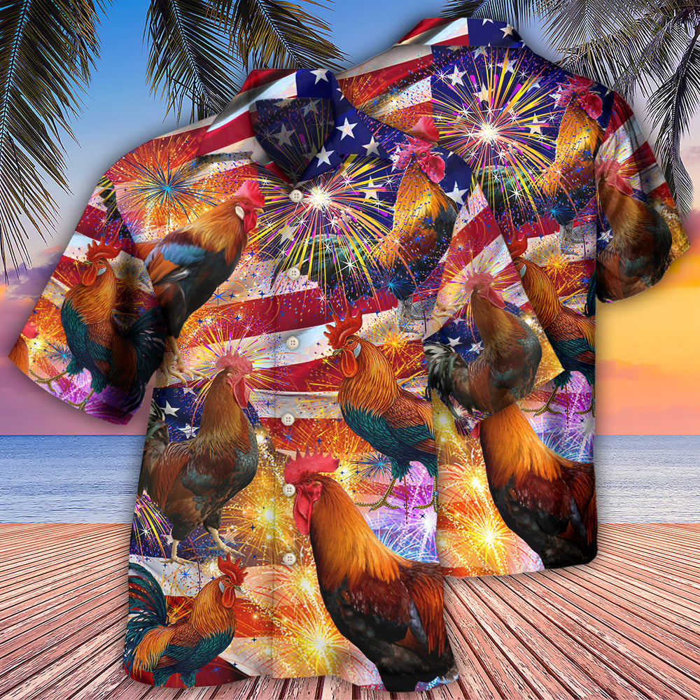 Chicken America Celebrating Independence Day - Hawaiian Shirt - Reefox