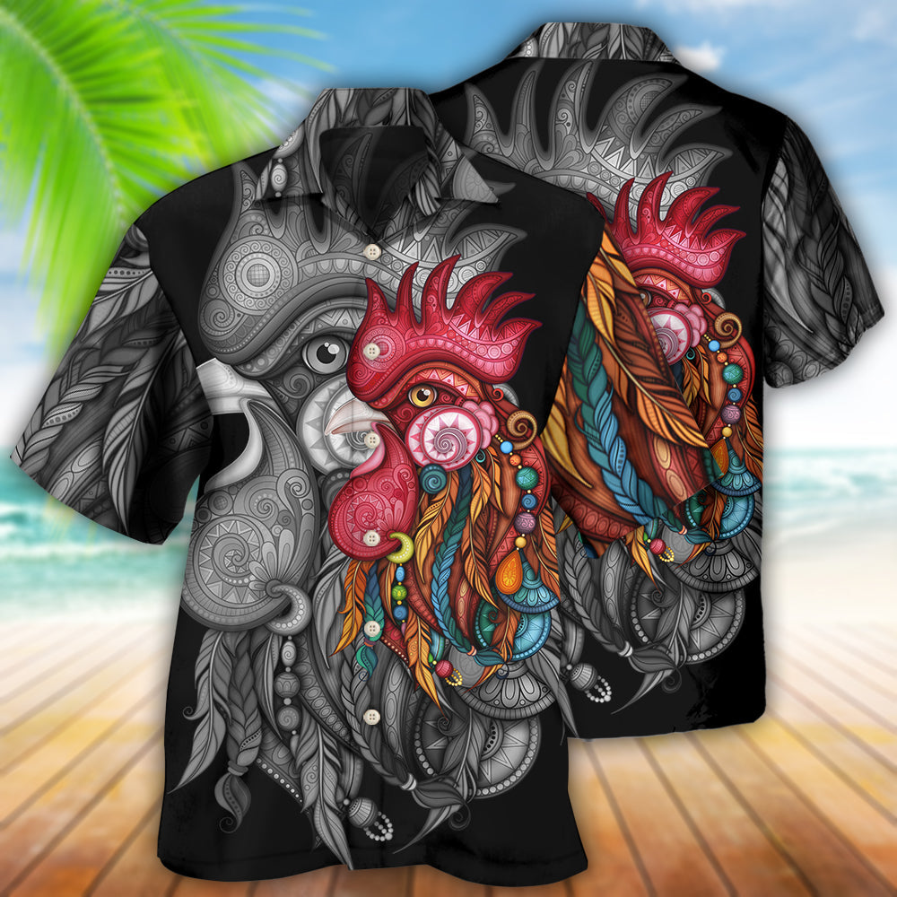 Chicken Rooster Black And Color - Hawaiian Shirt - Reefox