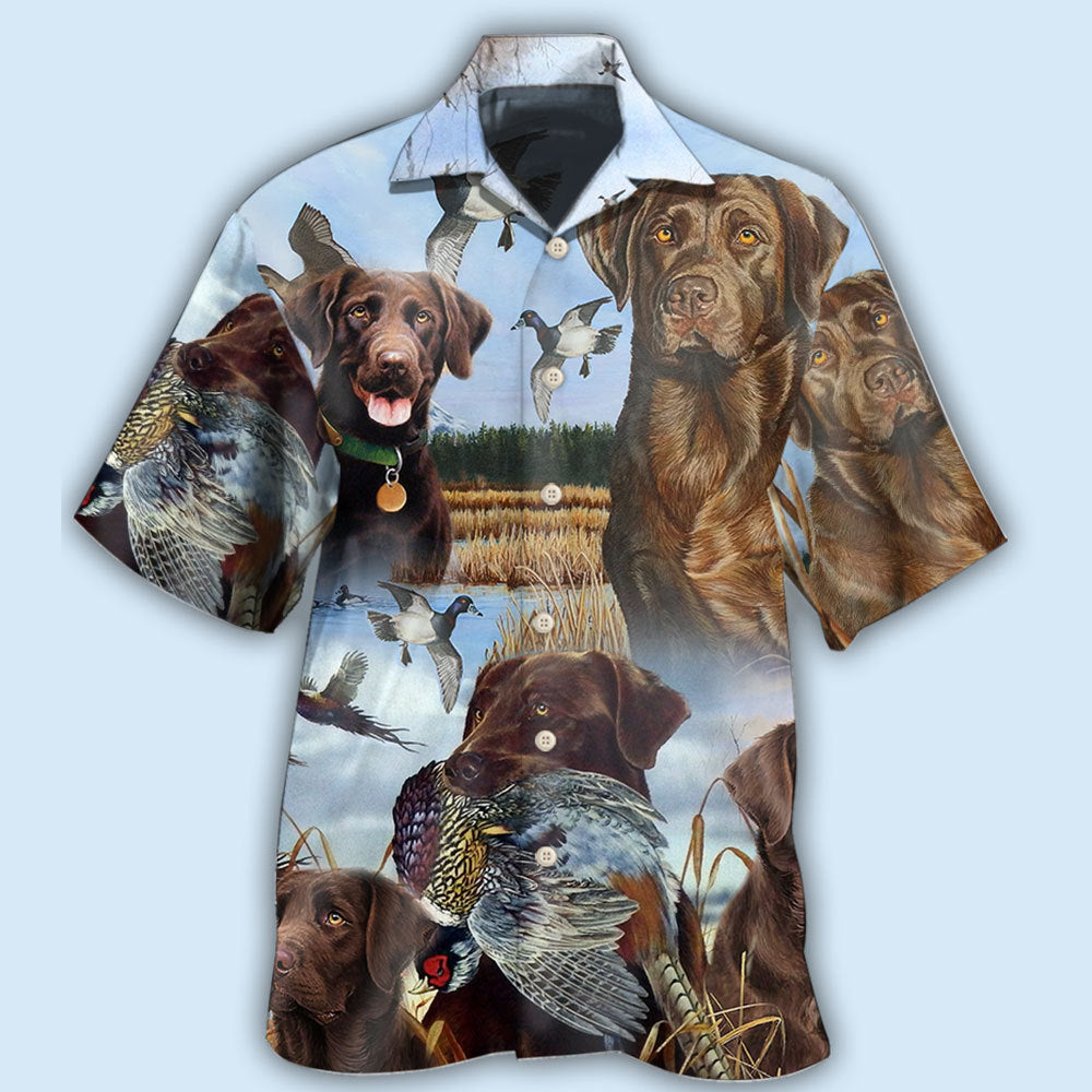 Hunting Chocolate Labrador Retriever Hunting Blue Sky - Hawaiian Shirt - Reefox