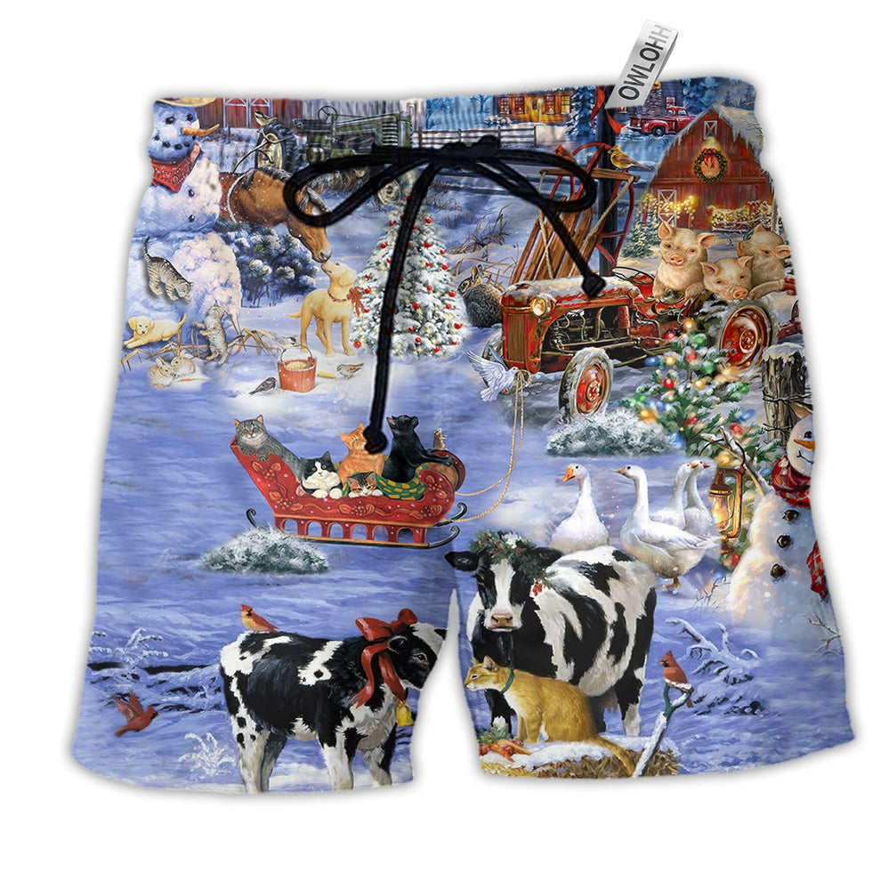 Beach Short / Adults / S Christmas Love Farm Funny - Beach Short Reefox - Owls Matrix LTD